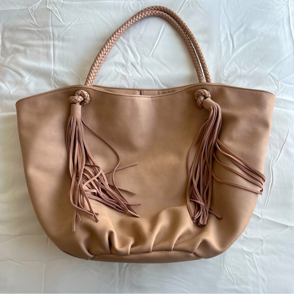 Anthropologie Morgan Shoulder Bag Tan Beige Leather Tote